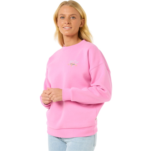 2025 Rip Curl Womens Hibiscus Diamond Heritage Crew 083WFL - Pink